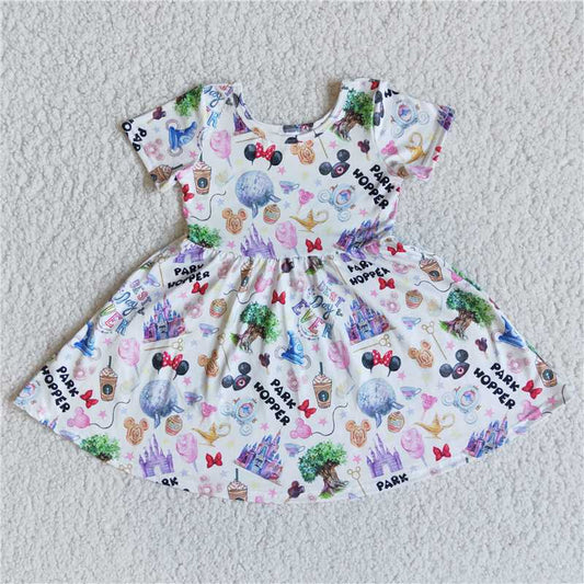 cartoon mouse park girls dress summer kids skirts