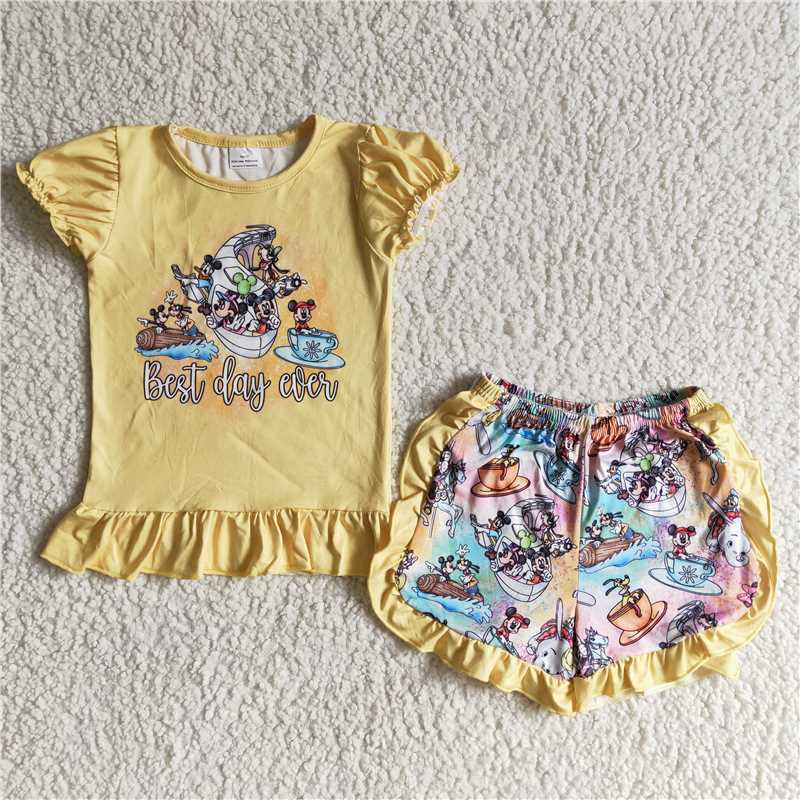 summer girls outfits cartoon mouse tops & shorts kids clothes