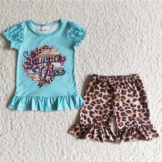 summer girls outfits summer vibes tops & leopard shorts kids clothes