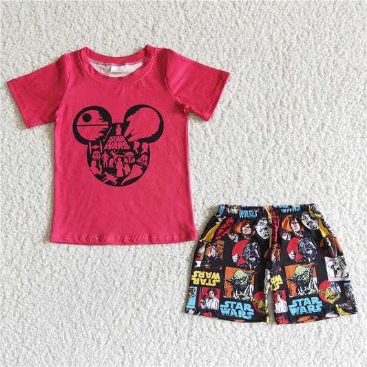 BSSO0040 Baby boys red top summer shorts sets