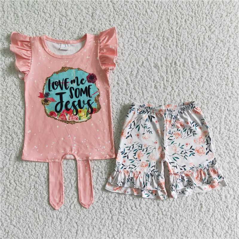 summer girls outfits love me some jesus tops & floral shorts kids clothes