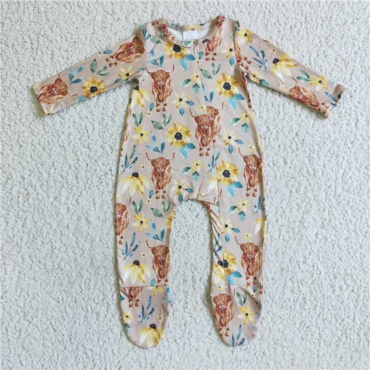 LR0071 Alpine cow long-sleeved jumpsuit