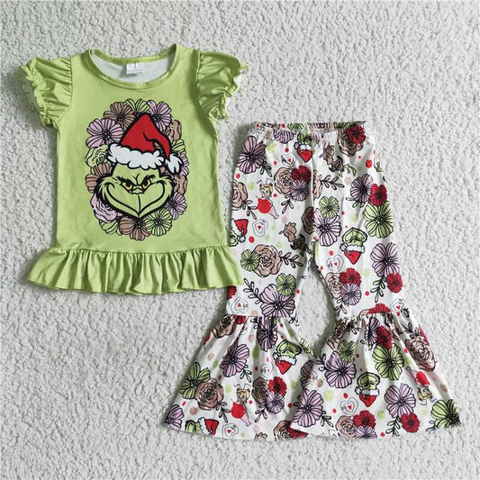 christmas clothes short sleeve t-shirt bell grinch kids clothing girls outfits