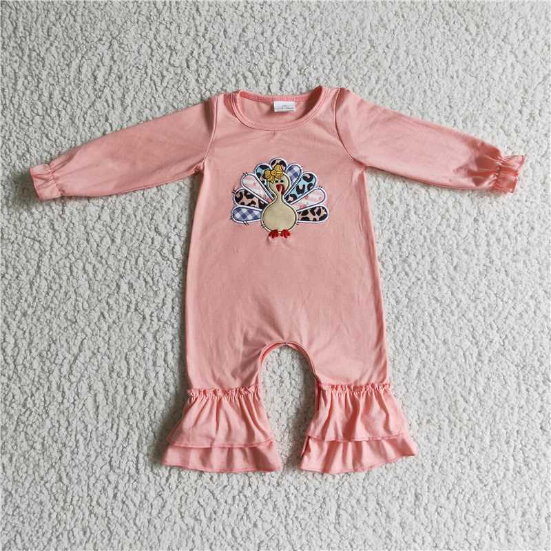 turkey thanksgiving long sleeve girls baby rompers