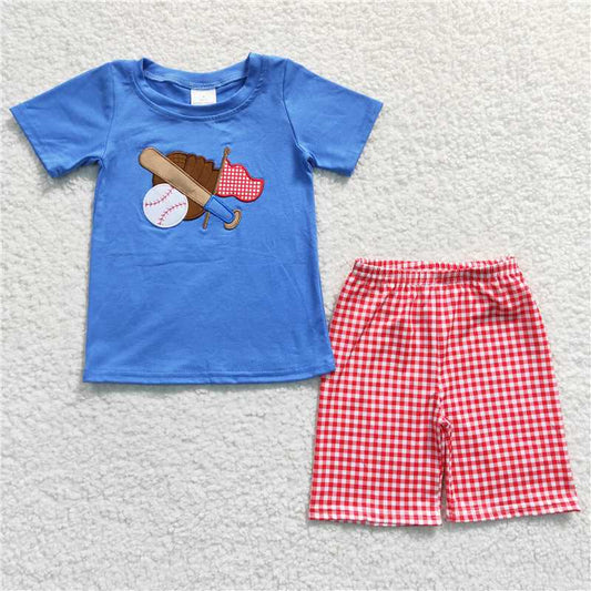 embroidered baseball boys shorts sets kids clothes