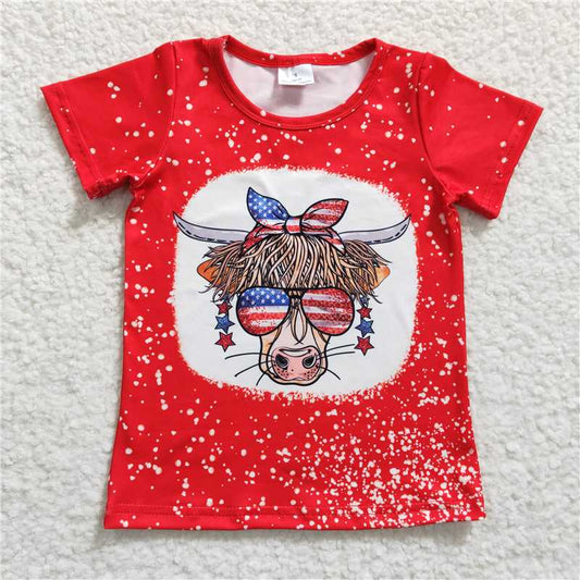 july4 th cow girls short sleeve t-shirt kids clothes