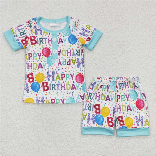 happy birthday boys pajamas suits kids shorts sets