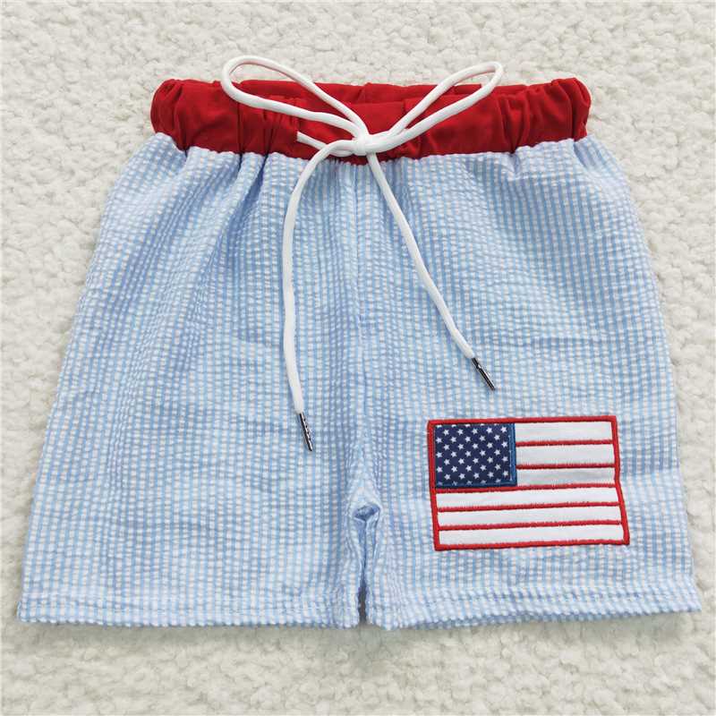 july 4th embroidery boys trunks match swimsuit seersucker kids clothes