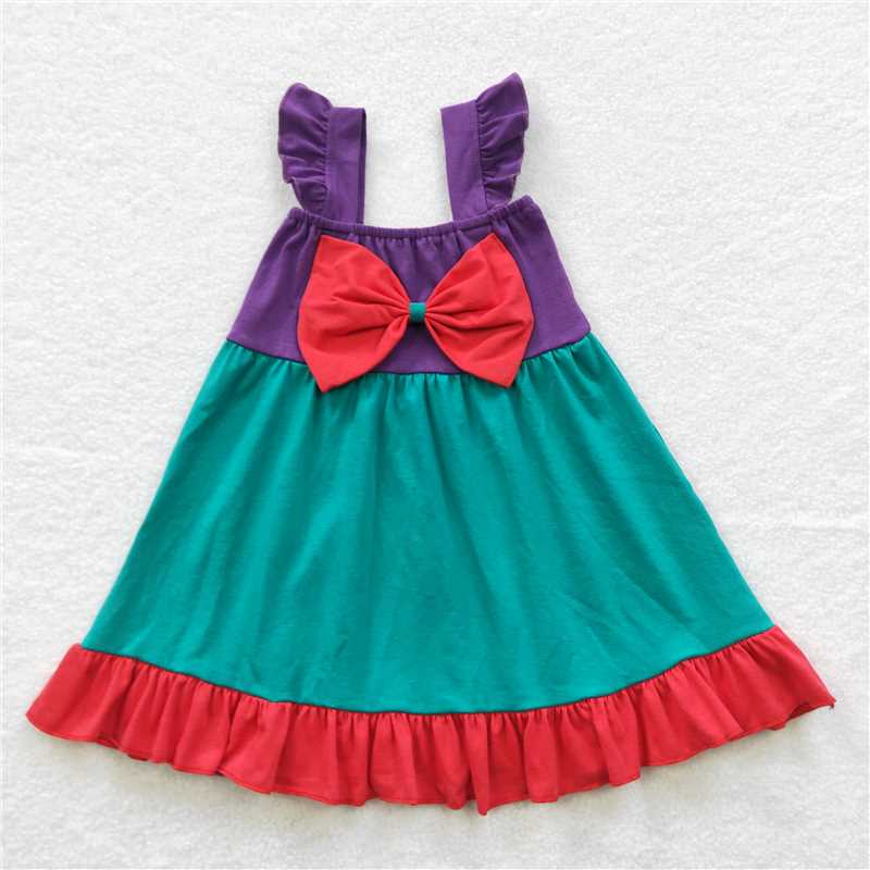 princess girls dress green red skirt kids clothes