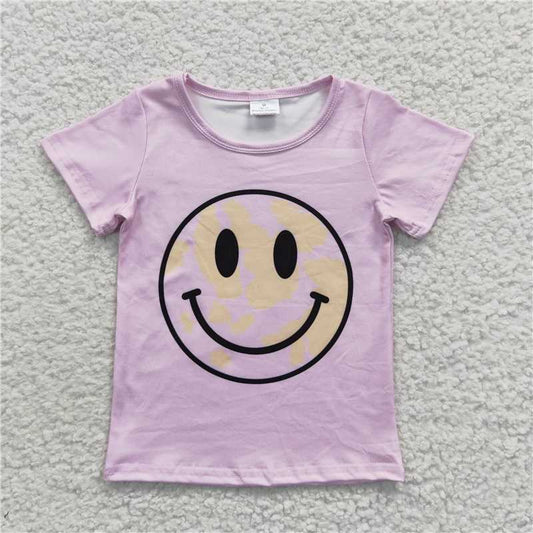 hippie smiley face girls t-shirt short sleeve top kids clothes