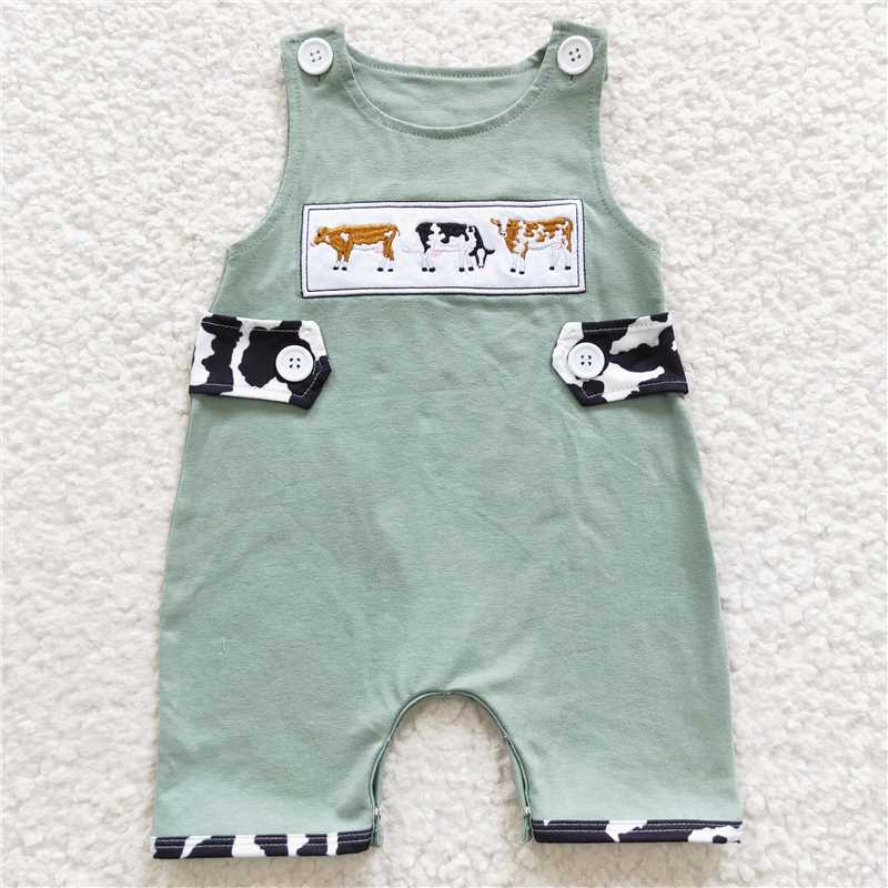 embroidery cow baby bubbles girls rompers