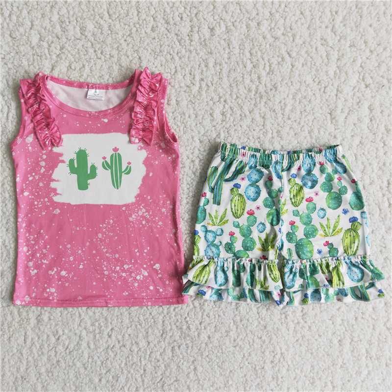 summer girls outfits cactus vest & shorts kids clothes