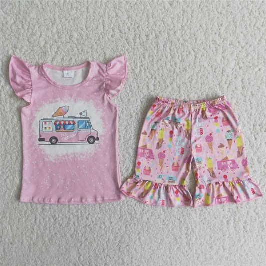 summer girls outfits ice cream t-shirt & shorts kids clothes