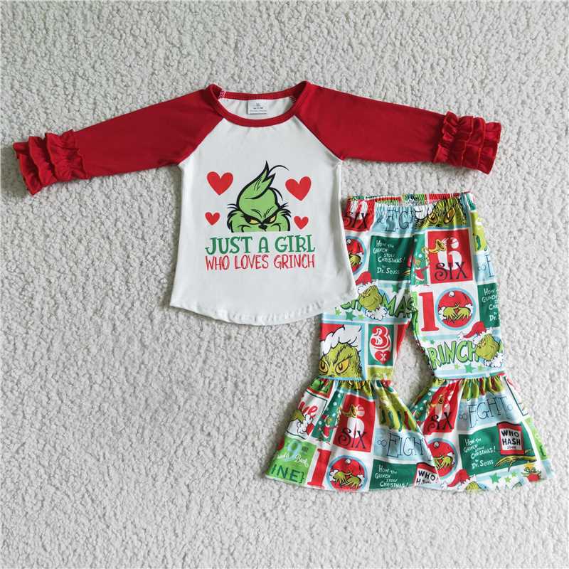 christmas clothes t-shirt & bell grinch kids clothing girls outfits