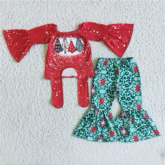 Christmas tree girls outfits shirt & bell fall winter sets kids clothes