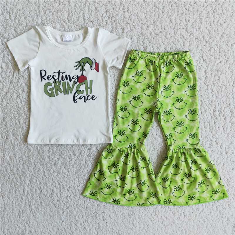 christmas clothes short sleeve t-shirt bell grinch kids clothing girls outfits