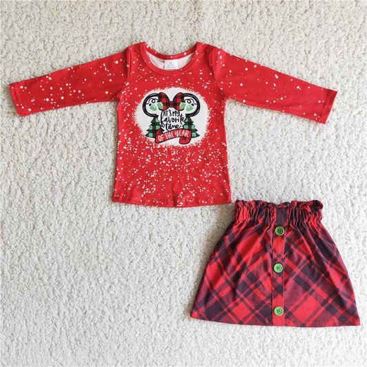 merry christmas t-shirt & half dress girls outfits skirt suits kids clothes