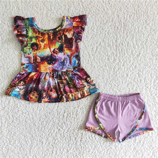 summer girls outfits encanto top & shorts kids clothes