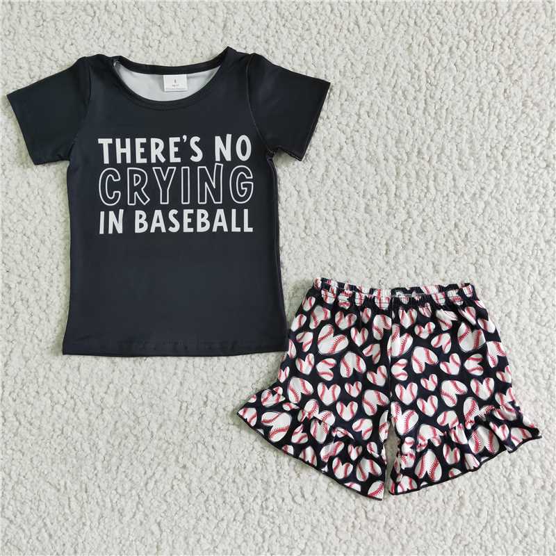 summer girls outfits baseball t-shirt & shorts kids clothes