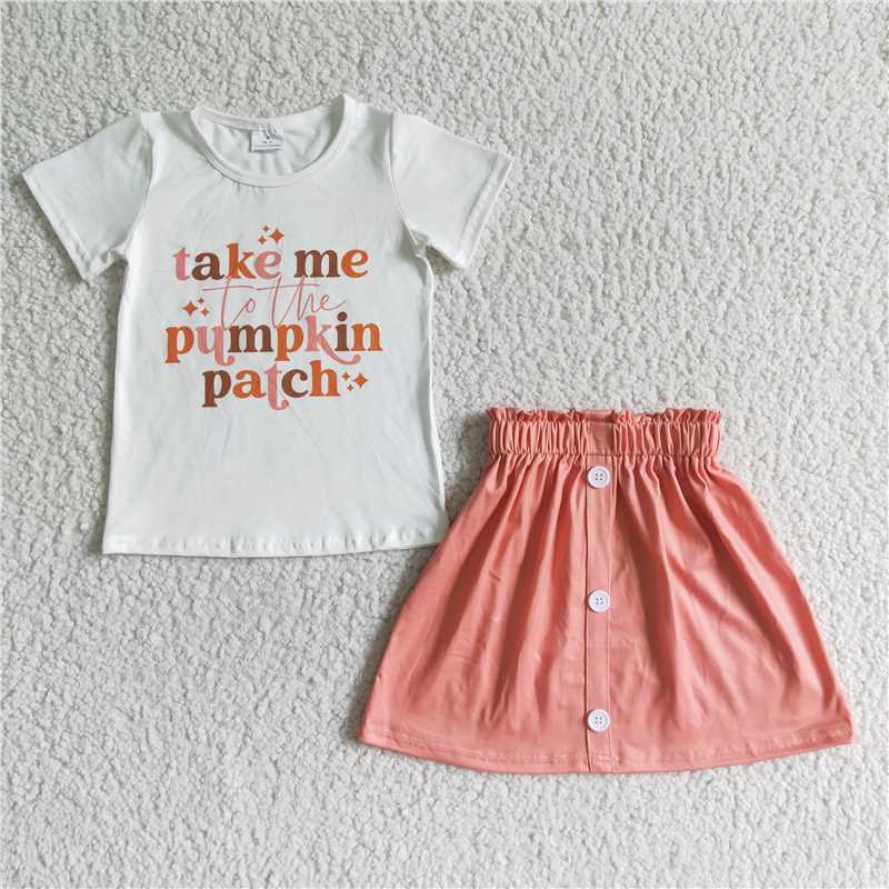 take me pumpkin patch t-shirt & half dress girls outfits skirt suits kids clothes