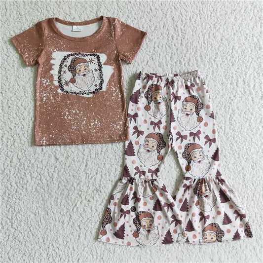 Christmas girls outfits santa shirt & bell fall winter sets kids clothes