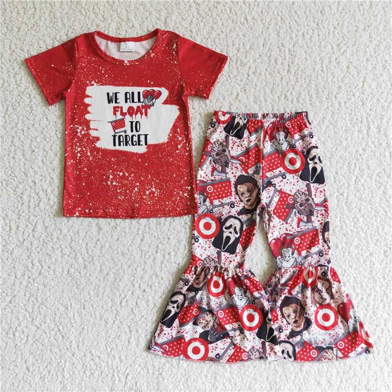 GSPO0148 Girls float clown red short-sleeved trousers suit