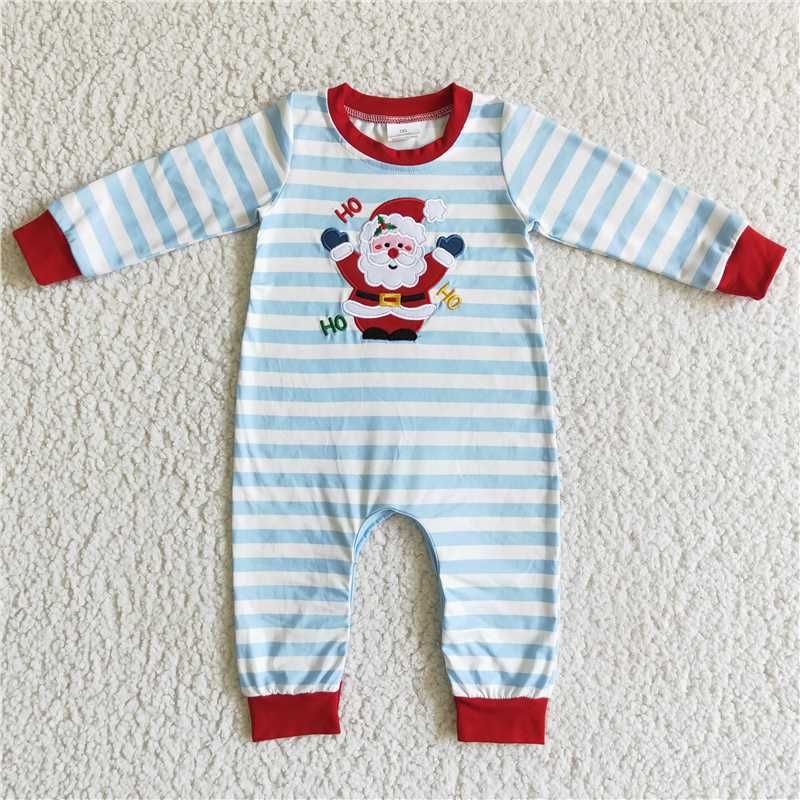 embroidery santa Christmas boys rompers kids jumpsuits