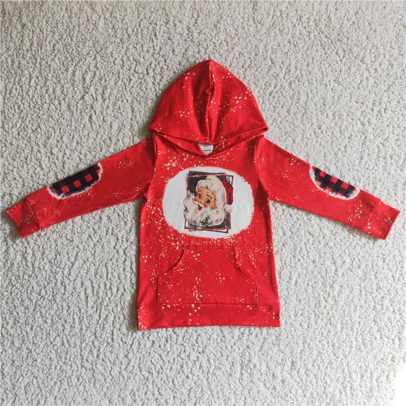 GT0052 Girls Santa Claus red hooded long-sleeved sweatshirt