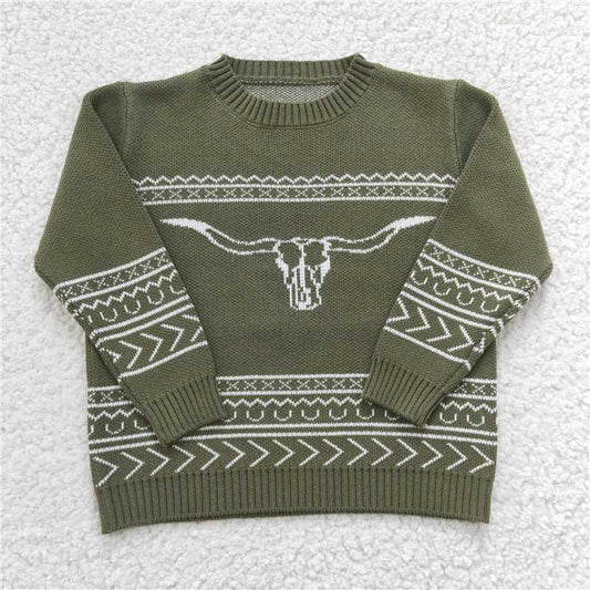 green longhorn christmas children Sweater kids clothes