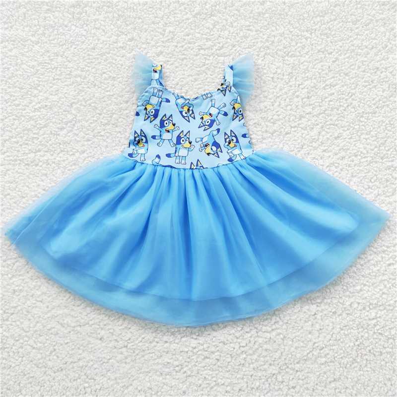 blue dogs girls dress summer yarn skirt