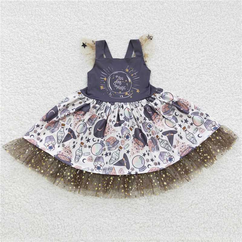 the witch girls dress hallowen yarn kids skirts