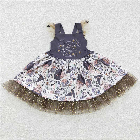 the witch girls dress hallowen yarn kids skirts