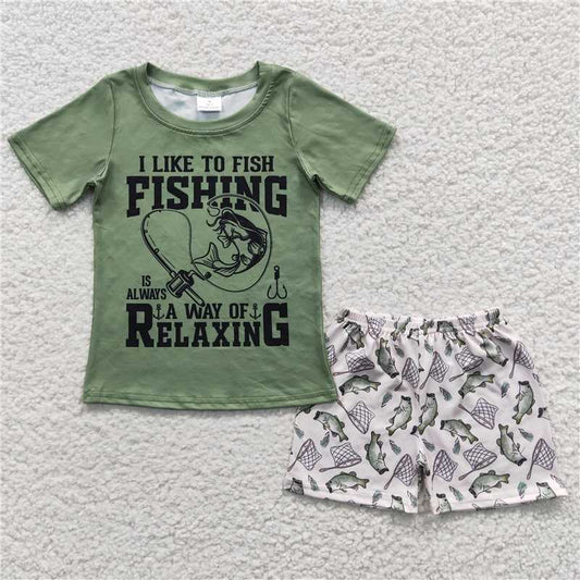 fishing boys shorts sets summer kids clothes