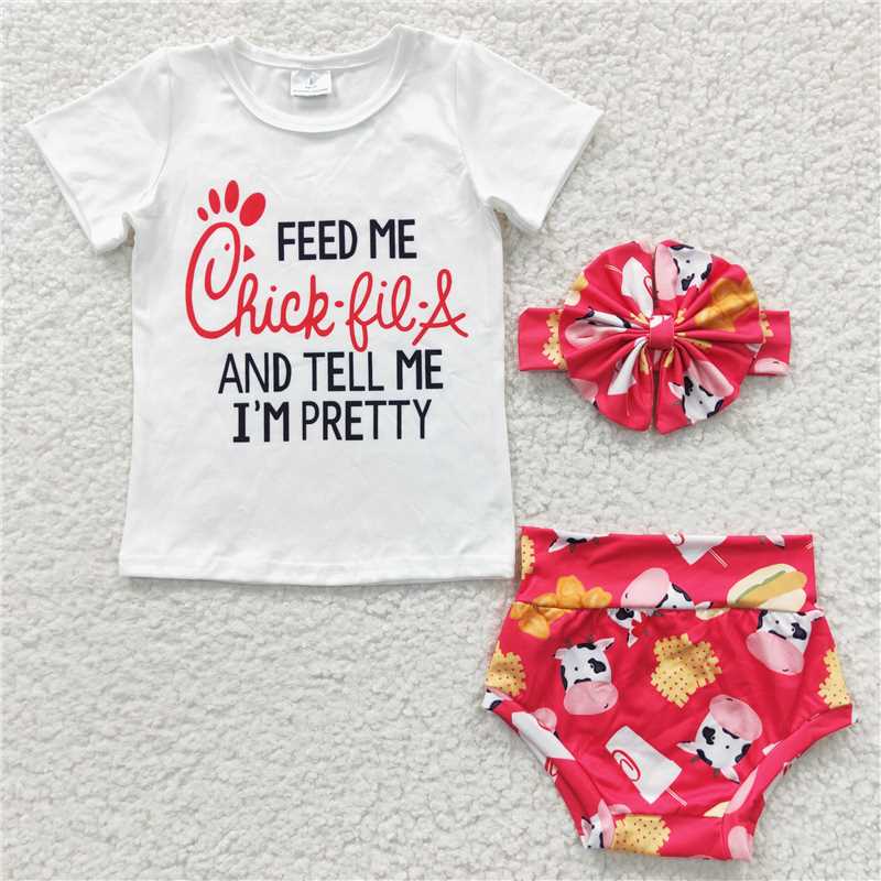 feed me chick Girls baby bummies sets