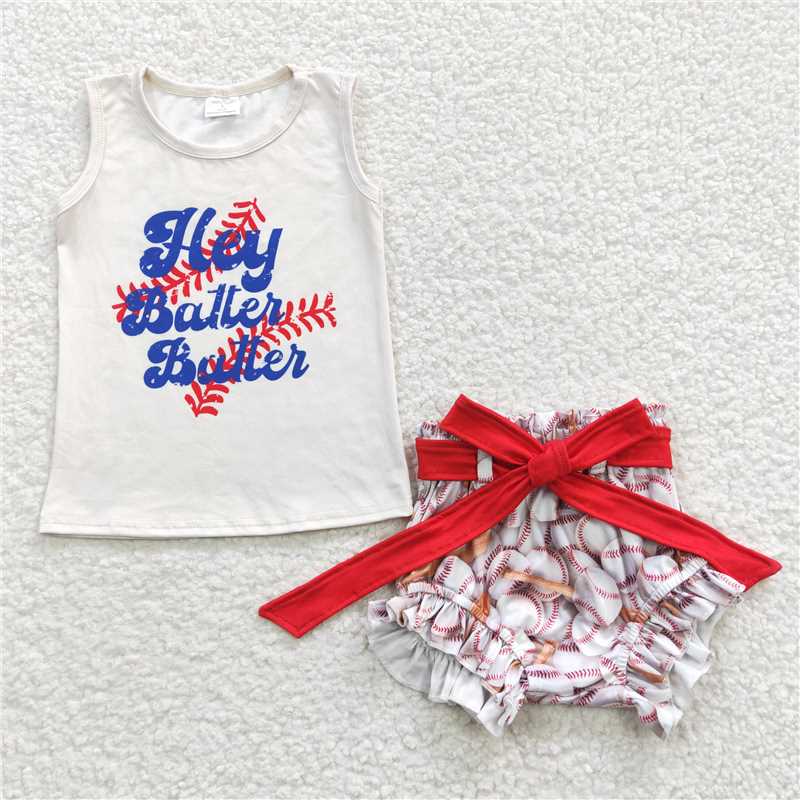 hey baseball Girls baby bummies sets