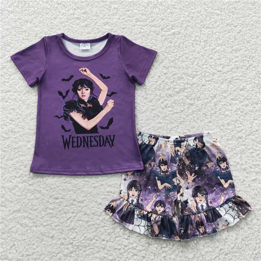 summer girls outfits Wednesday t-shirt & shorts kids clothes