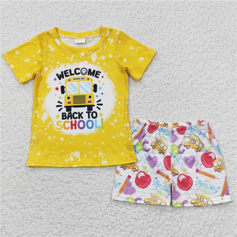 welome back to school boys shorts outfits kids clothes