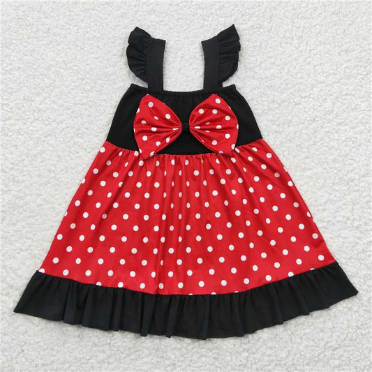 princess girls dress black red skirt cartoon mouse kids clothes