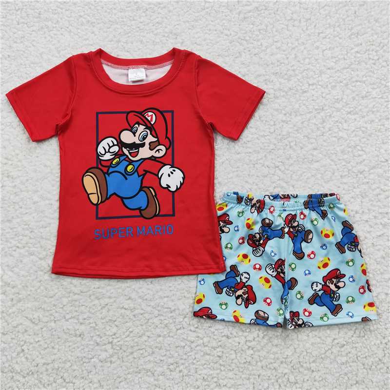 super mario boys shorts sets kids clothes