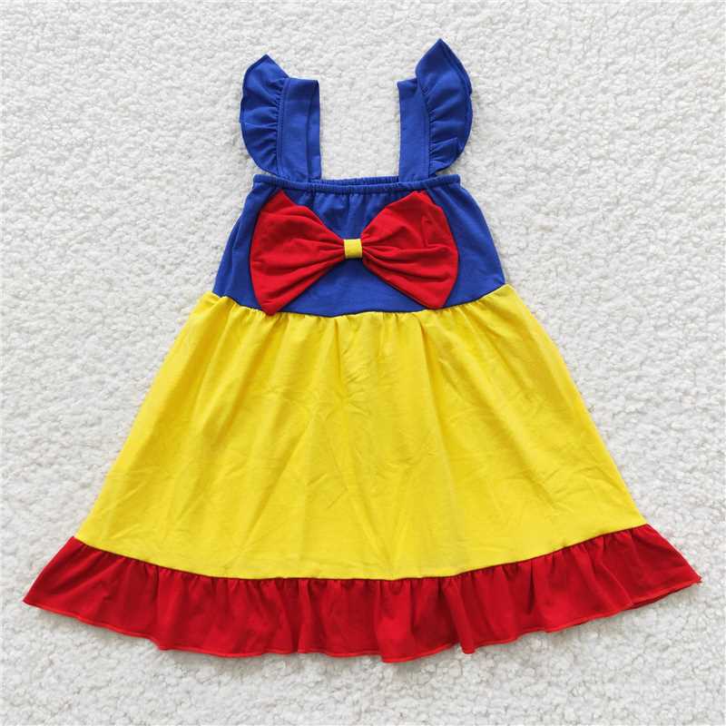 princess girls dress blue yellow red skirt kids clothes