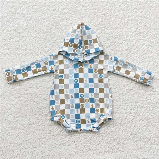 smiley face kids bubble long sleeve baby hooded romper