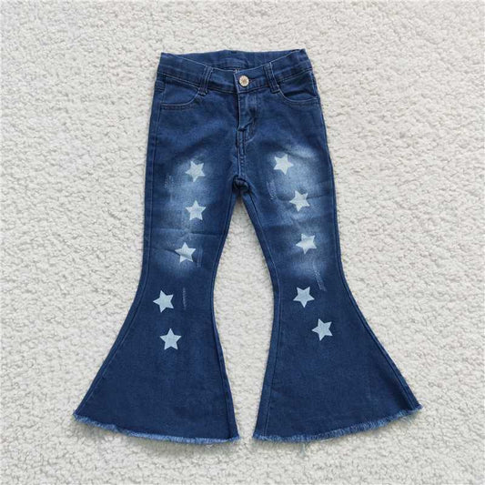 girls denim bells blue washed jeans kids pants