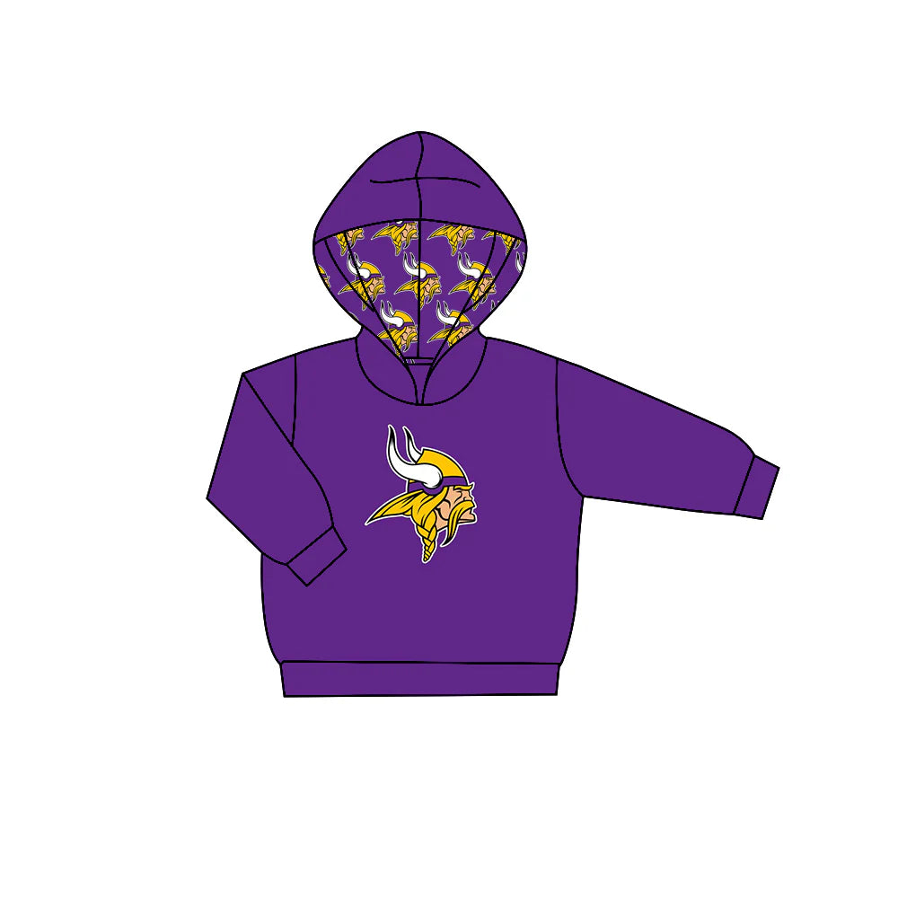 7.29Preorder (moq 5)Baby Boys Purple Long Sleeves Tigers Team Hoodies Top