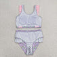 S0332 Pink and purple floral lace swimsuit set