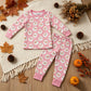NEW RTS NO MOQ milk silk GLP3543 Baby Girls Pink Snowmen Top Pants Christmas Pajamas Sets