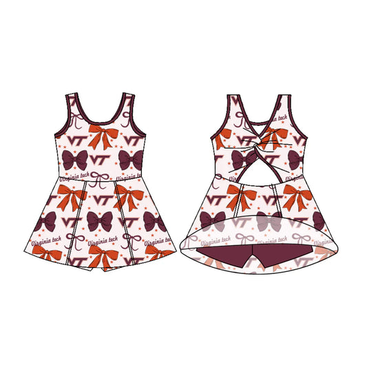6.27Preorder (moq 5)Baby Girls Virginia Tech Team Cheer Straps Dresses