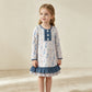 NEW RTS NO MOQ milk silk GLD0874 Baby Girls Blue Pink Soldier Dancers Button Ruffle Knee Length Dresses