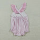 3.30 SR3780 Baby Girls Pink Flutter Sleeve Chicken Best Day Ever Ruffle Rompers