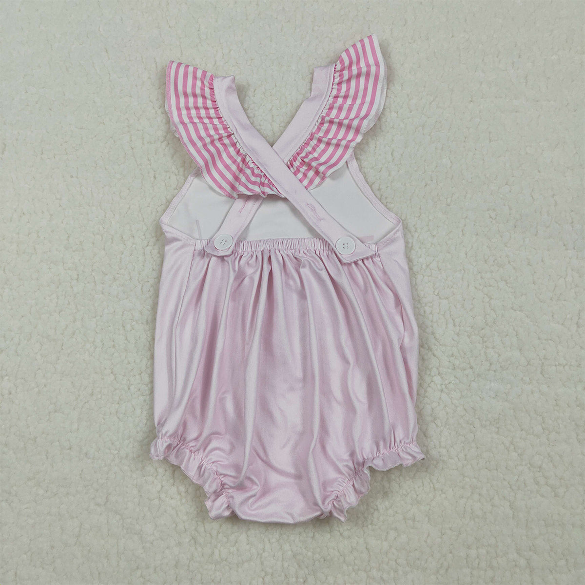 3.30 SR3780 Baby Girls Pink Flutter Sleeve Chicken Best Day Ever Ruffle Rompers