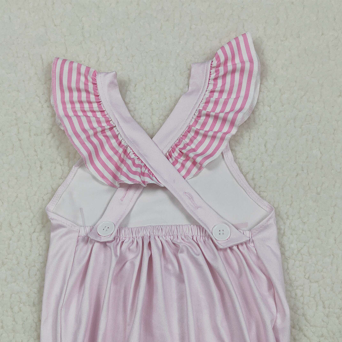 3.30 SR3780 Baby Girls Pink Flutter Sleeve Chicken Best Day Ever Ruffle Rompers
